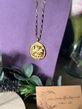 Load image into Gallery viewer, Celestial Zodiac Medallion Necklace – Aquarius
Gold Plated Stainless Steel | Waterproof, Adjustable, Hypoallergenic