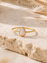Load image into Gallery viewer, Gold Plated Pear Drop Opal Ring – Recycled Sterling Silver Opal Ring