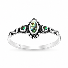 Load image into Gallery viewer, Sterling Silver Oxidized Swirl Trilogy Shell Ring – Abalone Inspired Boho Statement Ring