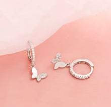 Load image into Gallery viewer, Butterfly Huggie Earrings – Sterling Silver or Gold Plated Sterling Silver