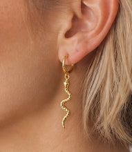 Load image into Gallery viewer, Snake Charm Huggie Earrings – Sterling Silver or Gold Plated Sterling Silver