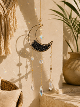 Load image into Gallery viewer, CITRINE MOON SUNCATCHER – Boho Crystal Window Hanging | Crescent Moon Sun Catcher | Celestial Spiritual Decor | Positive Energy Gift