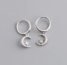 Load image into Gallery viewer, Celestial Moon & Star Huggie Earrings – Sterling Silver or Gold Plated Sterling Silver