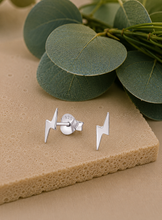 Load image into Gallery viewer, Sterling Silver Lightning Bolt Stud Earrings – Recycled Sterling Silver
