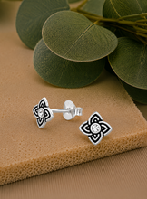 Load image into Gallery viewer, Flower Crystal Stud Earrings – 100% Recycled Sterling Silver