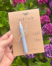Load image into Gallery viewer, Light blue Magic spell candle for peace and harmony