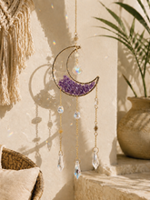 Load image into Gallery viewer, CITRINE MOON SUNCATCHER – Boho Crystal Window Hanging | Crescent Moon Sun Catcher | Celestial Spiritual Decor | Positive Energy Gift