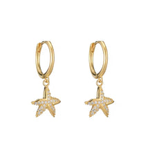 Load image into Gallery viewer, Starfish Huggie Earrings in Sterling Silver & Gold-Plated Sterling Silver – Dainty Ocean-Inspired Jewellery