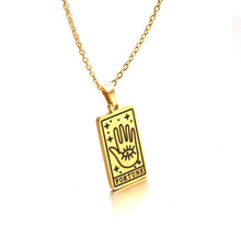 Load image into Gallery viewer, Fortune Tarot Pendant Necklace – Retro Mystic Card Jewellery (Gold or Silver)