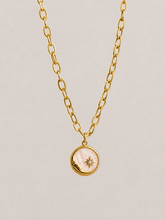 Load image into Gallery viewer, Gold Moon Pendant Necklace – Stainless Steel with Mother of Pearl | Celestial Jewellery