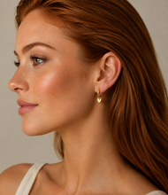 Load image into Gallery viewer, Heart Charm Huggie Earrings – Sterling Silver or Gold Plated Sterling Silver
