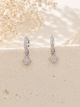Load image into Gallery viewer, Celestial Star Huggie Hoop Earrings | Sterling Silver or Gold Plated Sterling Silver | Dainty CZ Star Earrings