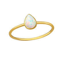 Load image into Gallery viewer, Gold Plated Pear Drop Opal Ring – Recycled Sterling Silver Opal Ring