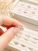 Load image into Gallery viewer, Lucky Symbols Sterling Silver Ring | Good Luck Charm Ring | 925 Sterling Silver Band | Smiley Face, Hamsa, Clover & Peace Symbol Ring