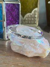 Load image into Gallery viewer, Meaningful Words Bangle ‘Never Forgotten’ Silver