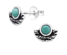 Load image into Gallery viewer, Turquoise Stud Earrings in 100% Recycled Sterling Silver
