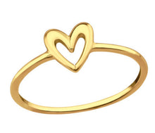 Load image into Gallery viewer, Gold Plated Sterling Silver Heart Ring | Dainty Heart Ring | Minimalist Gold Ring | Romantic Jewellery Gift for Her