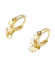 Load image into Gallery viewer, Celestial Star Cluster Gold-Plated Sterling Silver Huggie Earrings