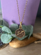 Load image into Gallery viewer, Horoscope Collection - Zodiac Blaze Pendant Necklace - Sagittarius - Gold-Plated Stainless Steel
