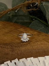 Load image into Gallery viewer, Pear drop Opal and Crystal Sterling Silver Ring