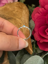 Load image into Gallery viewer, Sterling Silver Lab Grown Opal Moon Ring, Blue Opal Celestial Ring, Crescent Moon Jewellery, Dainty Boho Ring, Ibiza Jewellery Gift