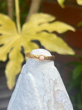Load image into Gallery viewer, Delicate hammered texture ring with milky snow opal stone