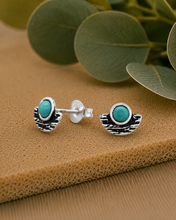 Load image into Gallery viewer, Turquoise Stud Earrings in 100% Recycled Sterling Silver