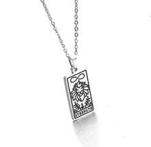 Load image into Gallery viewer, Strength Tarot Pendant Necklace – Retro Mystic Card Jewellery (Gold or Silver)