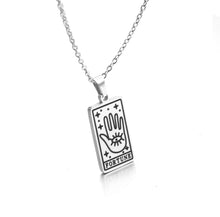 Load image into Gallery viewer, Fortune Tarot Pendant Necklace – Retro Mystic Card Jewellery (Gold or Silver)