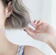 Load image into Gallery viewer, Gold Plated & Sterling Silver Evil Eye Earrings – Blue and White Cubic Zirconia Studs