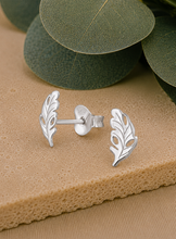 Load image into Gallery viewer, Sterling Silver Leaf Stud Earrings – Recycled Sterling Silver