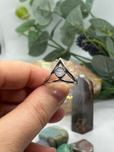 Load image into Gallery viewer, Sterling Silver and Rainbow Moonstone Peak Ring