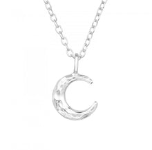 Load image into Gallery viewer, Mini Hammered Moon Sterling Silver Necklace