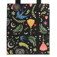 Load image into Gallery viewer, Midnight Bloom Polycotton Tote Bag – Reusable Floral Print Shopper Bag