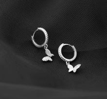Load image into Gallery viewer, Butterfly Huggie Earrings – Sterling Silver or Gold Plated Sterling Silver