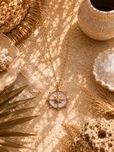 Load image into Gallery viewer, Celestial Star Compass Necklace – Gold or Silver Stainless Steel with Mother of Pearl Pendant