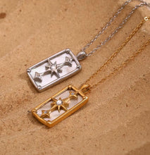 Load image into Gallery viewer, Celestial Star Rectangle Necklace – Gold or Silver Stainless Steel with Mother of Pearl