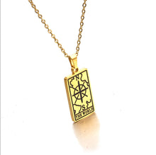 Load image into Gallery viewer, The World Tarot Pendant Necklace – Retro Mystic Card Jewellery (Gold or Silver)