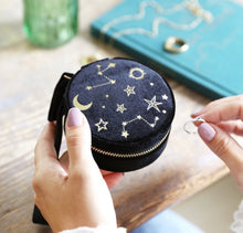Load image into Gallery viewer, Starry Night Velvet Mini Round Jewellery Case
