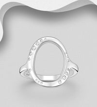 Load image into Gallery viewer, Sterling Silver Oval Crystal Cluster Ring – Clear Simulated Diamond Statement Ring