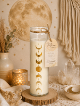 Load image into Gallery viewer, Moon Phase Coconut Tube Candle – Celestial Coconut Scented Ritual Candle