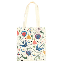 Load image into Gallery viewer, Cream Folk Print Polycotton Tote Bag – Reusable Eco-Friendly Shopper Bag