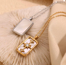 Load image into Gallery viewer, Celestial Star Rectangle Necklace – Gold or Silver Stainless Steel with Mother of Pearl