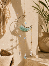 Load image into Gallery viewer, CITRINE MOON SUNCATCHER – Boho Crystal Window Hanging | Crescent Moon Sun Catcher | Celestial Spiritual Decor | Positive Energy Gift
