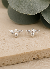Load image into Gallery viewer, Long Wing Bee Sterling Silver Stud Earrings