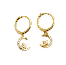 Load image into Gallery viewer, Celestial Moon & Star Huggie Earrings – Sterling Silver or Gold Plated Sterling Silver