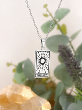 Load image into Gallery viewer, The Sun Tarot Pendant Necklace – Retro Mystic Card Jewellery (Gold or Silver)
