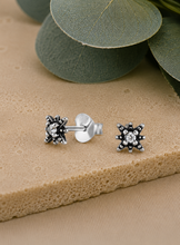 Load image into Gallery viewer, Tiny Starburst 925 Sterling Silver and Crystal Studs