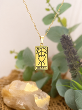 Load image into Gallery viewer, The Heart Tarot Pendant Necklace – Retro Mystic Card Jewellery (Gold or Silver)