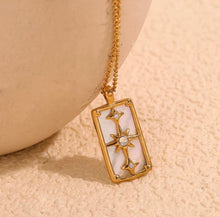 Load image into Gallery viewer, Celestial Star Rectangle Necklace – Gold or Silver Stainless Steel with Mother of Pearl